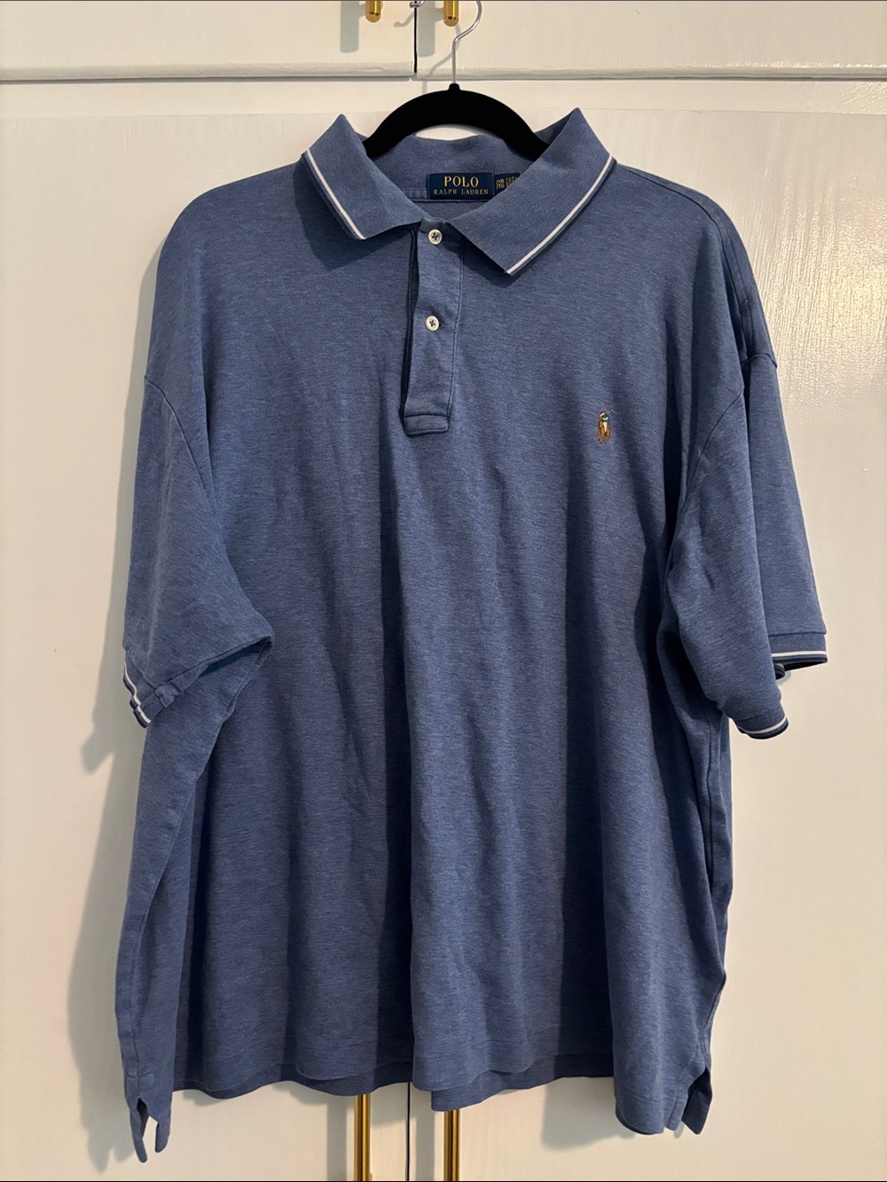 Polo by Ralph Lauren Slate Blue Short-Sleeve Polo with Contrast Tipping